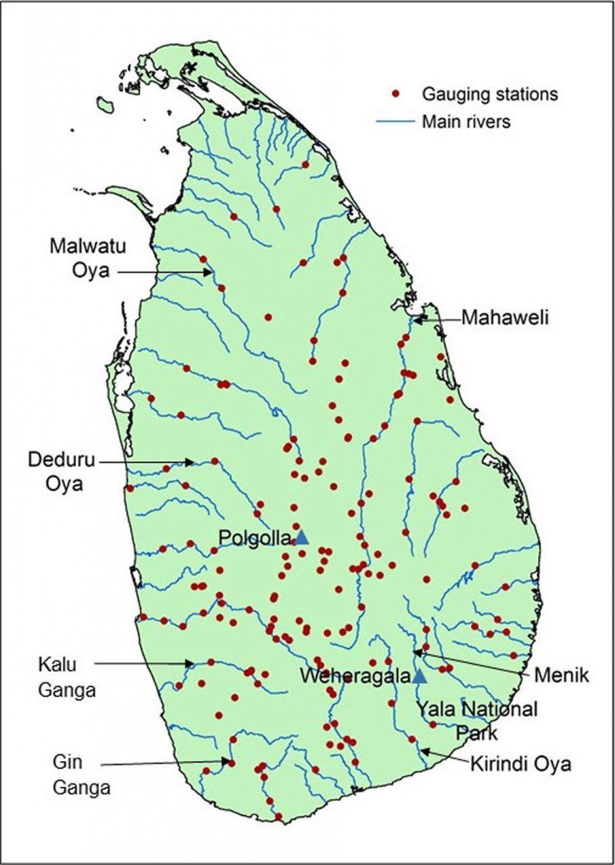 শ্রীলংকার প্রধান নদী মানচিত্র