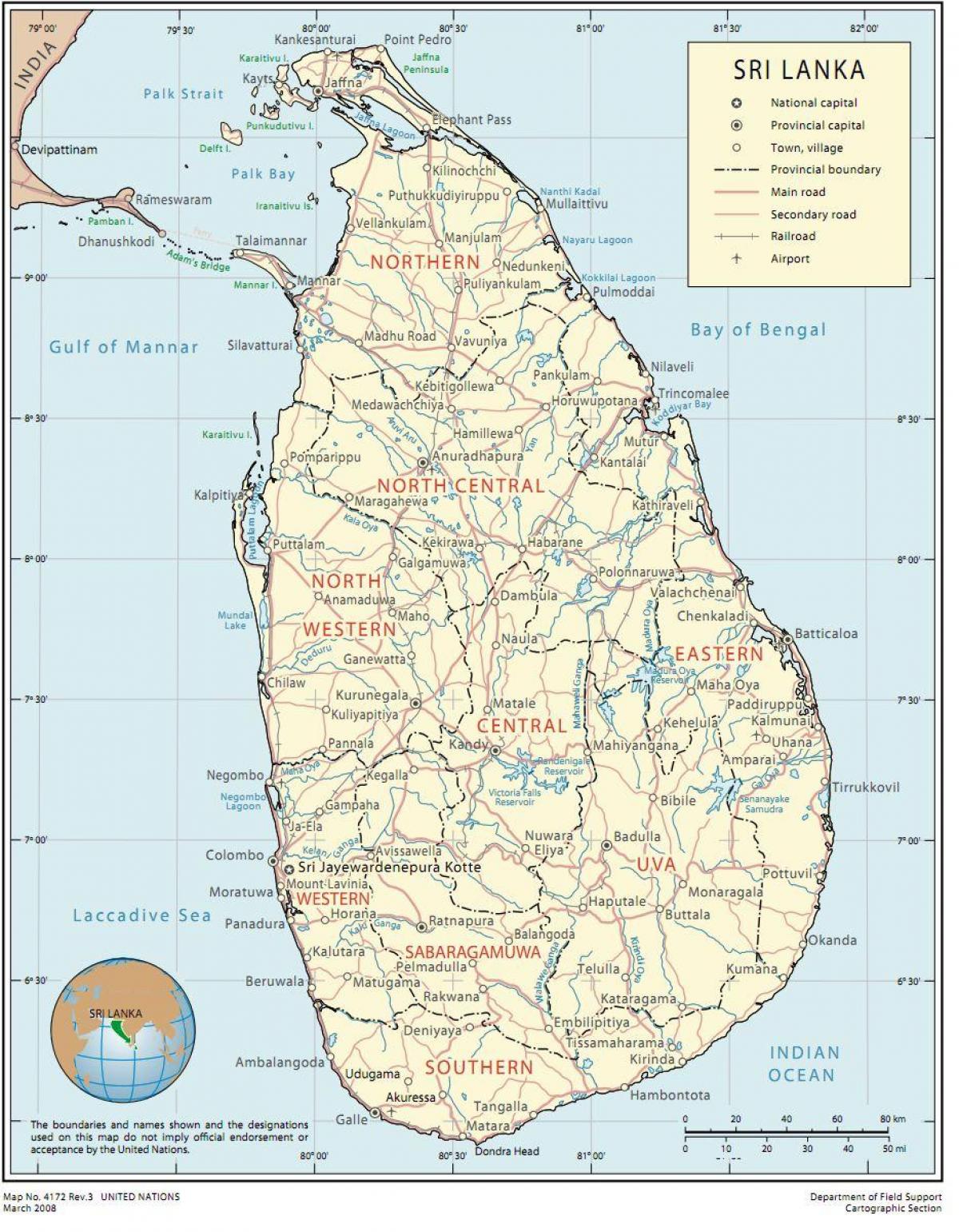 শ্রীলঙ্কা-রুট ম্যাপ