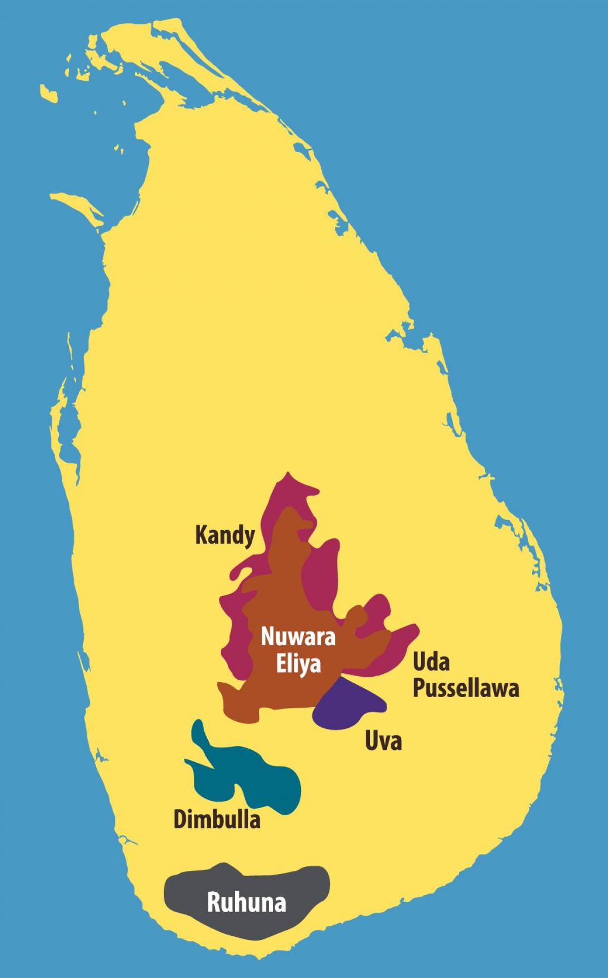 মানচিত্র শ্রীলঙ্কা চা চাষ