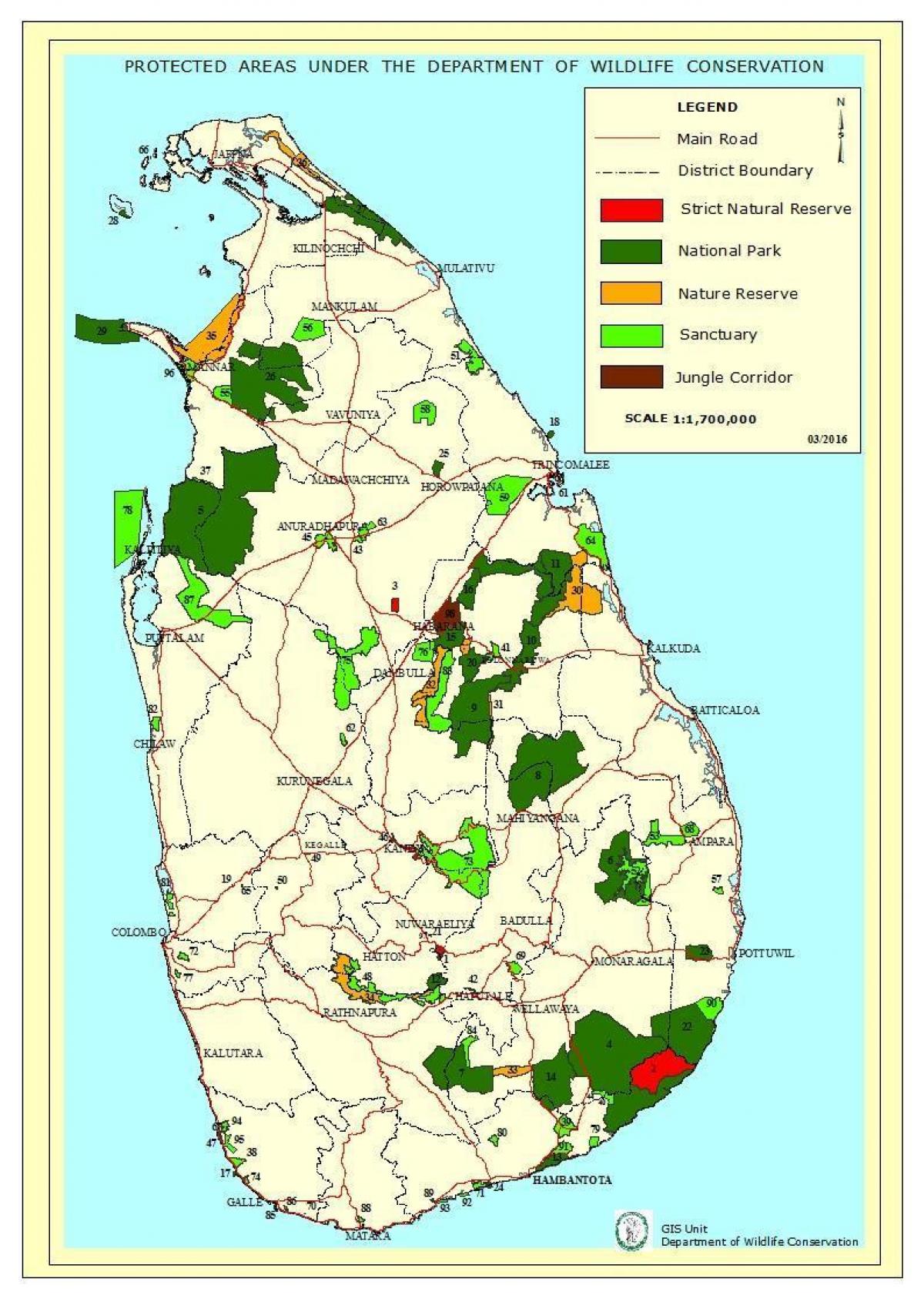 জাতীয় উদ্যান শ্রীলঙ্কা মানচিত্র
