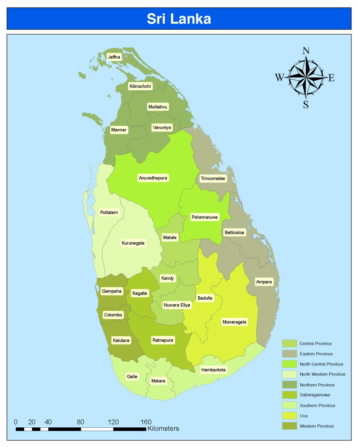 শ্রীলঙ্কা জেলা মানচিত্র সিংহলী