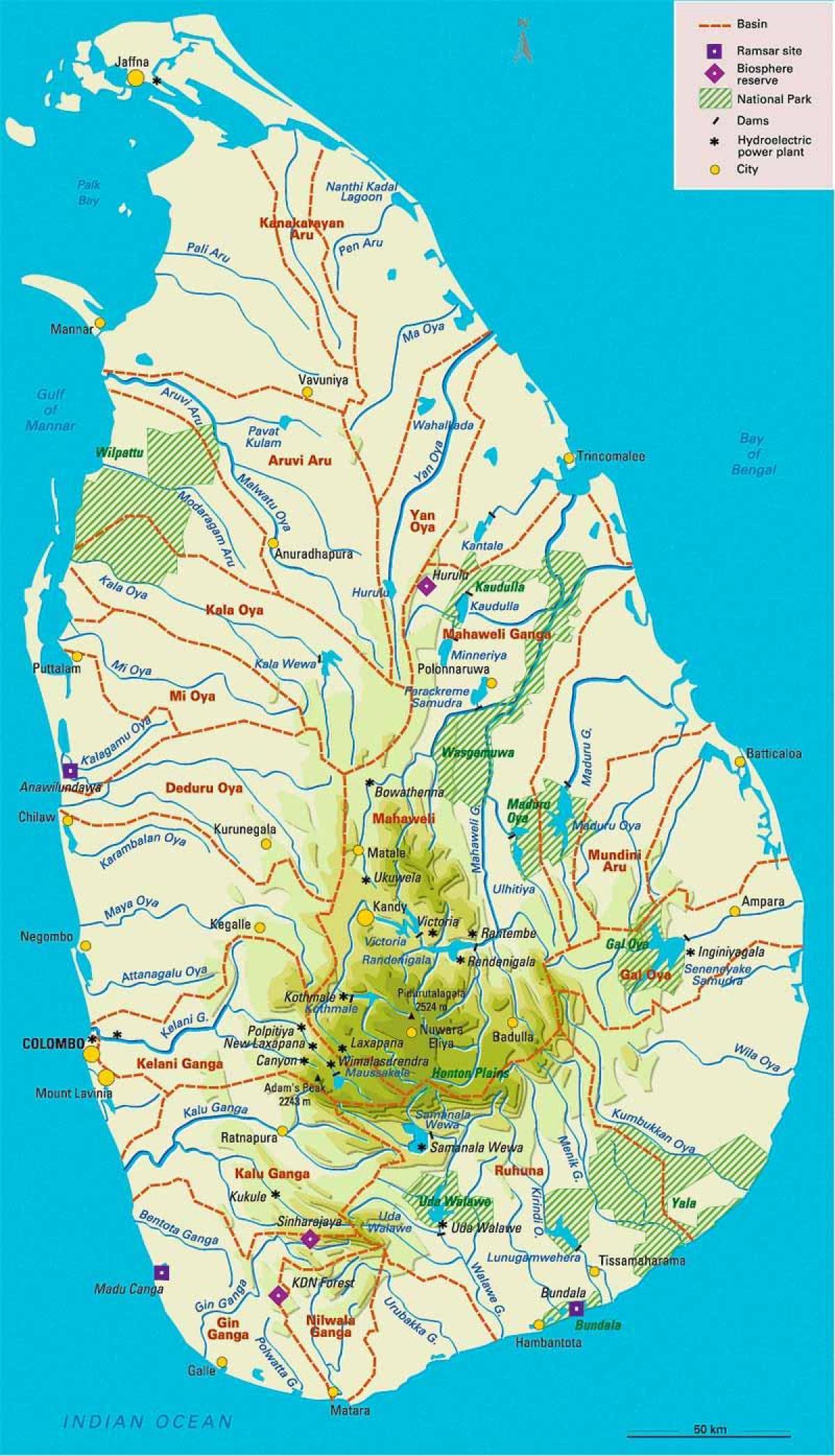 মানচিত্র শ্রীলঙ্কা ভূগোল