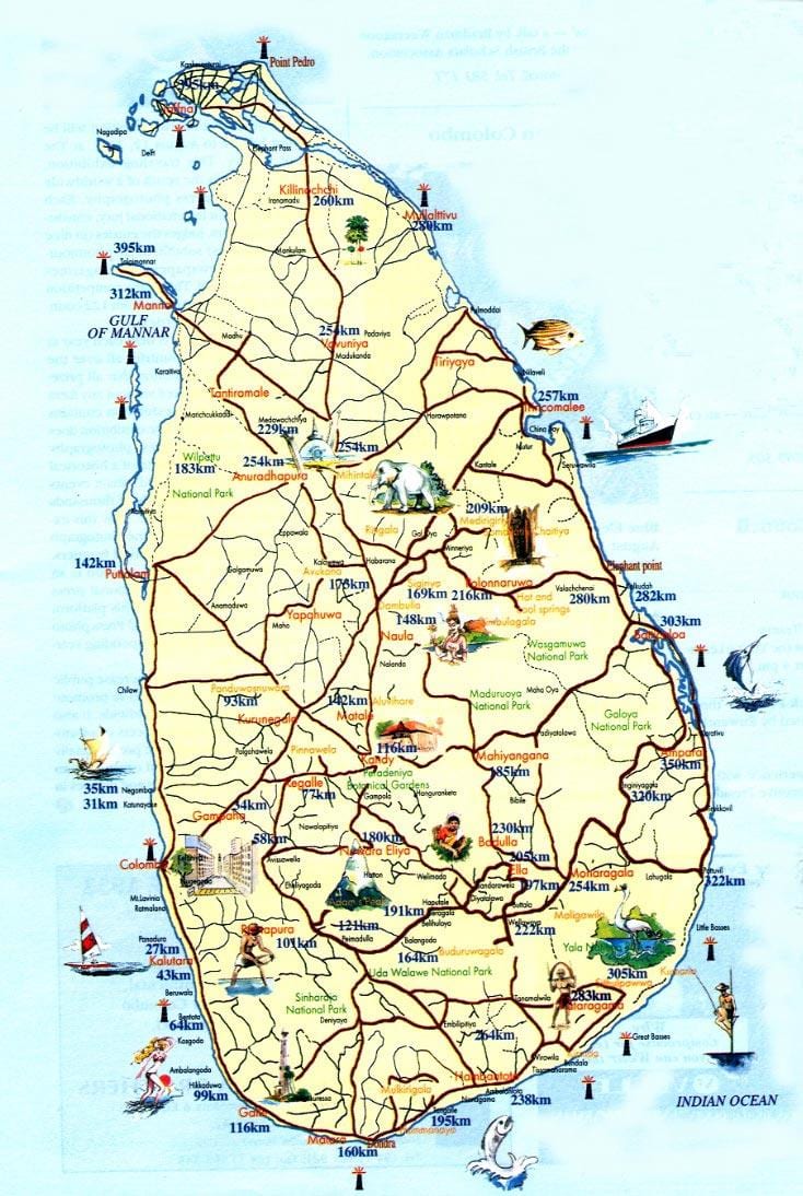 পর্যটন মানচিত্রে শ্রীলঙ্কা-এর সঙ্গে শহর