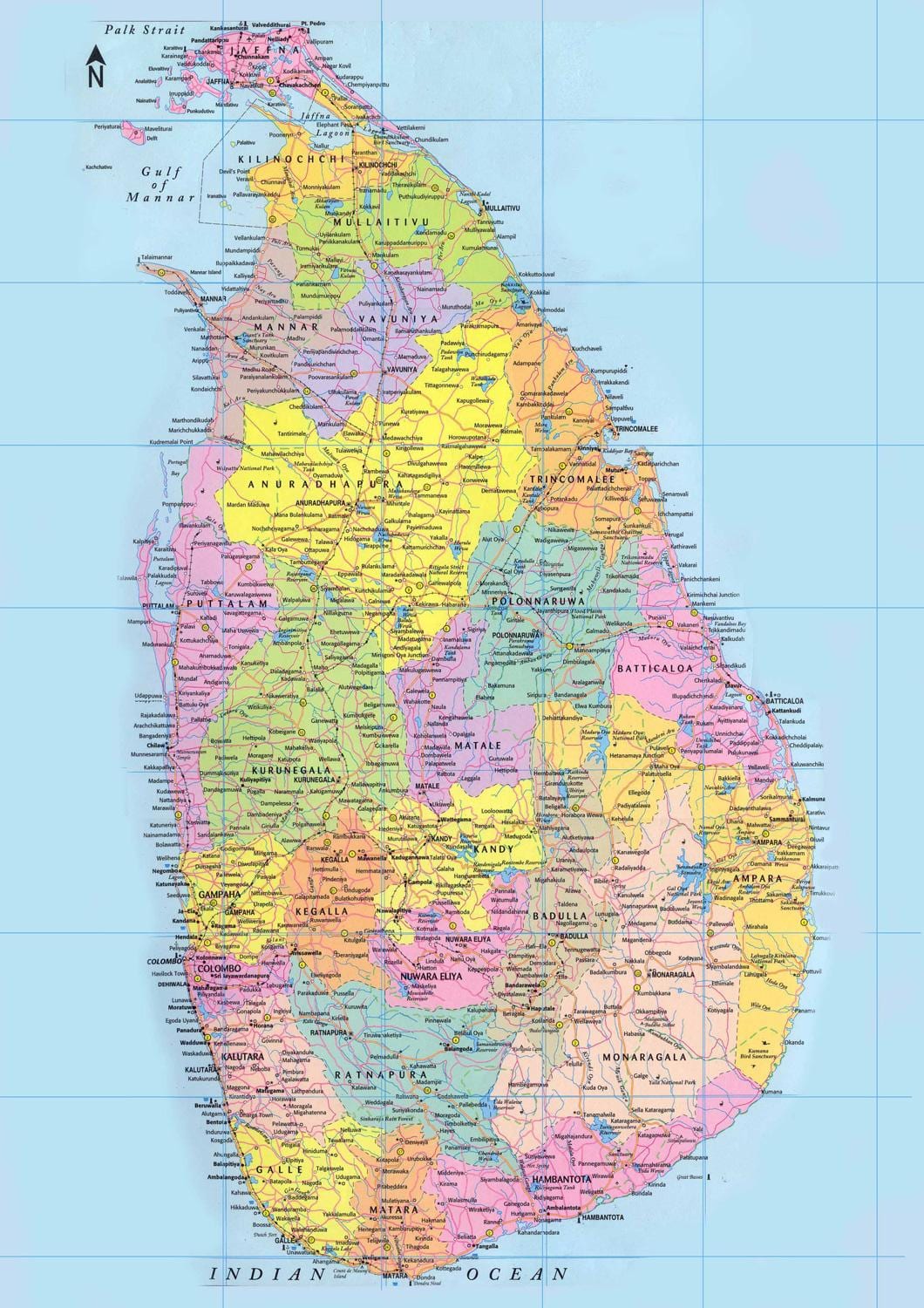 শ্রীলঙ্কা কিলোমিটার মানচিত্র