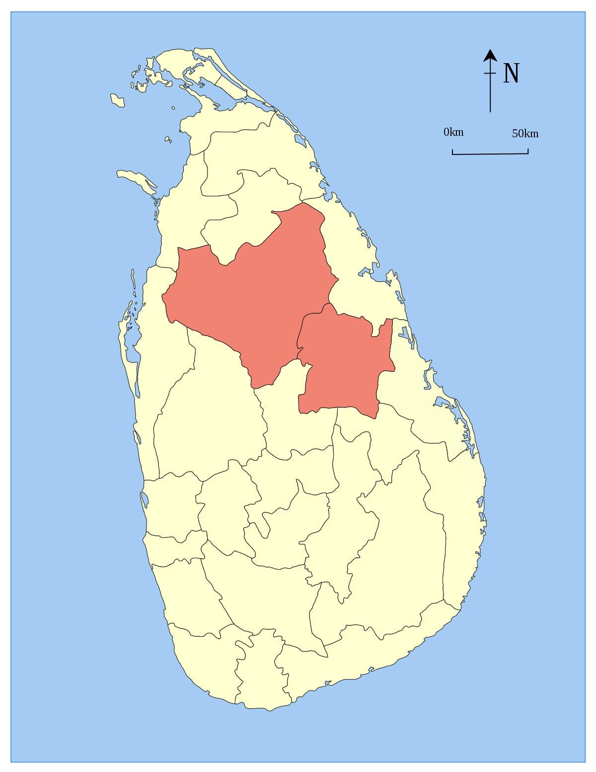 কেন্দ্রীয় রাজ্য শ্রীলঙ্কা মানচিত্র