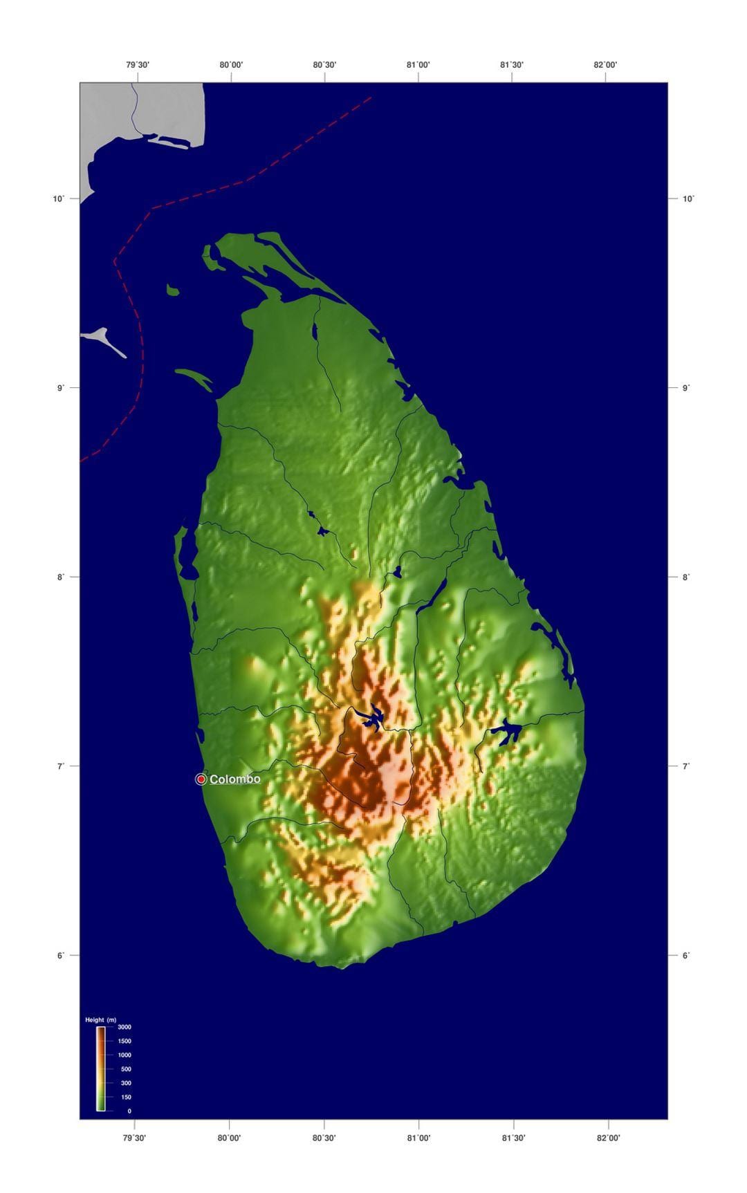 মানচিত্র শ্রীলঙ্কা টিলা