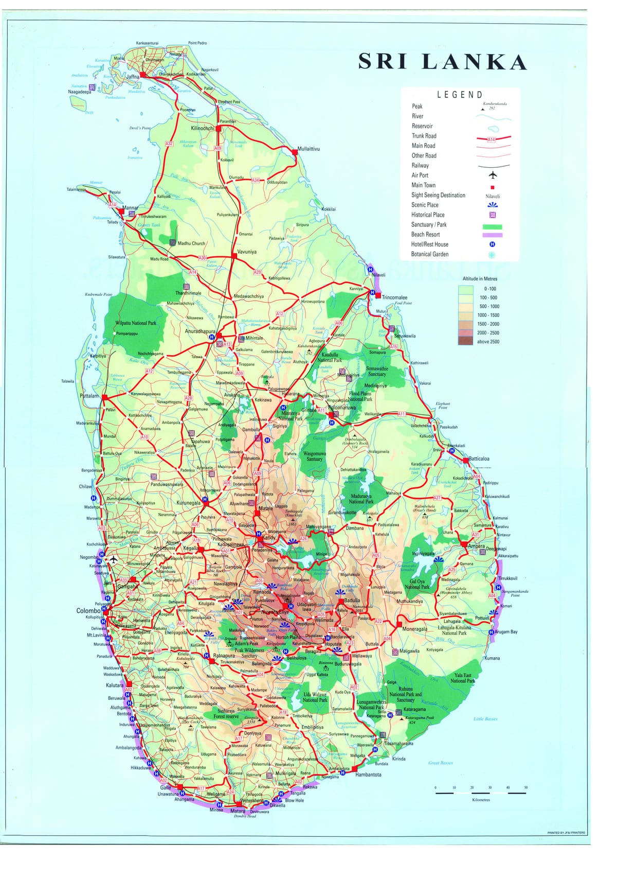 মানচিত্র শ্রীলঙ্কা পরিবহন