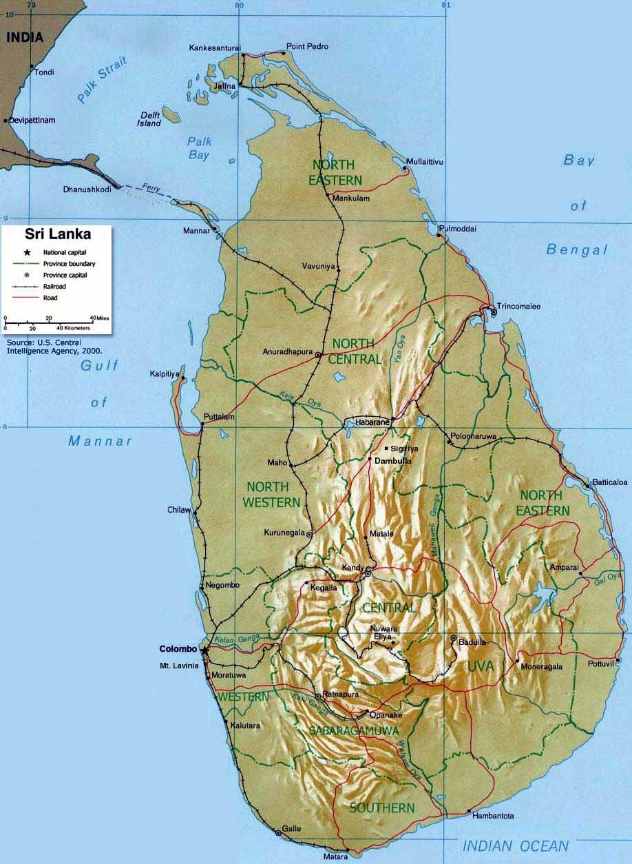 পর্বত শ্রীলঙ্কা মানচিত্র