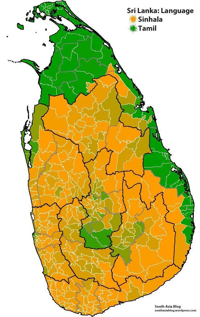 মানচিত্র শ্রীলঙ্কা ভাষা