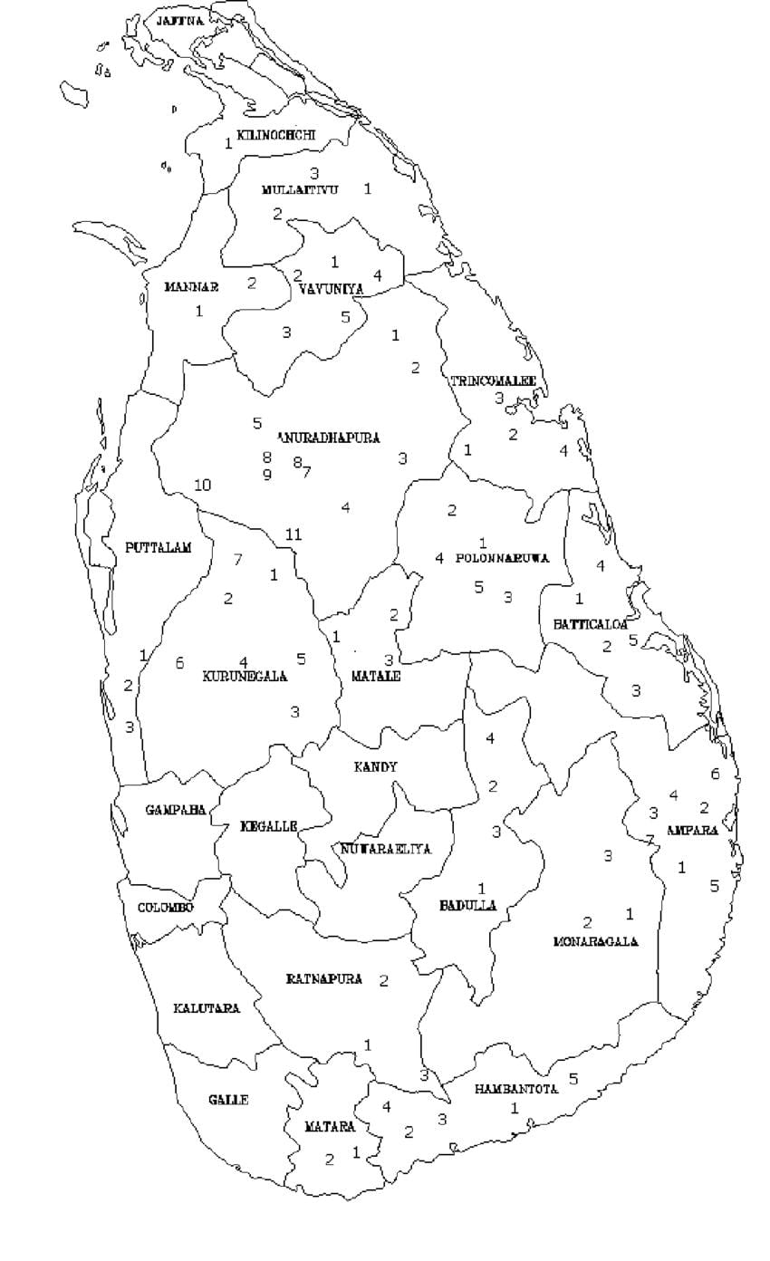 মানচিত্র, শ্রীলঙ্কা, মানচিত্র কালো এবং সাদা