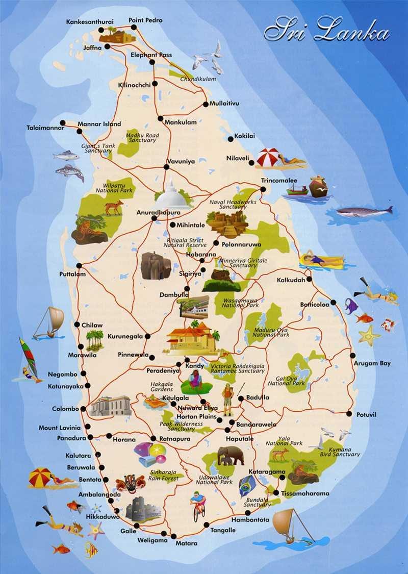 শ্রীলঙ্কা দ্বীপ মানচিত্র