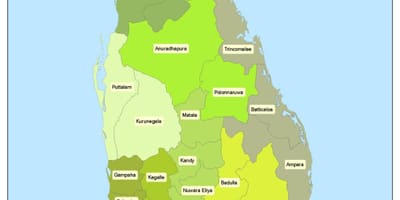 জেলা শ্রীলঙ্কা মানচিত্র