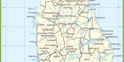 মানচিত্র শ্রীলঙ্কা-এর রাজনৈতিক