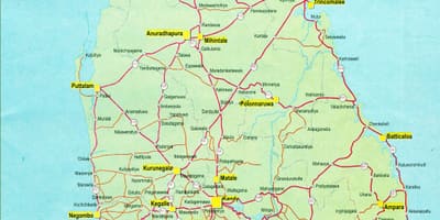 রাস্তা দূরত্ব মানচিত্র, শ্রীলঙ্কা